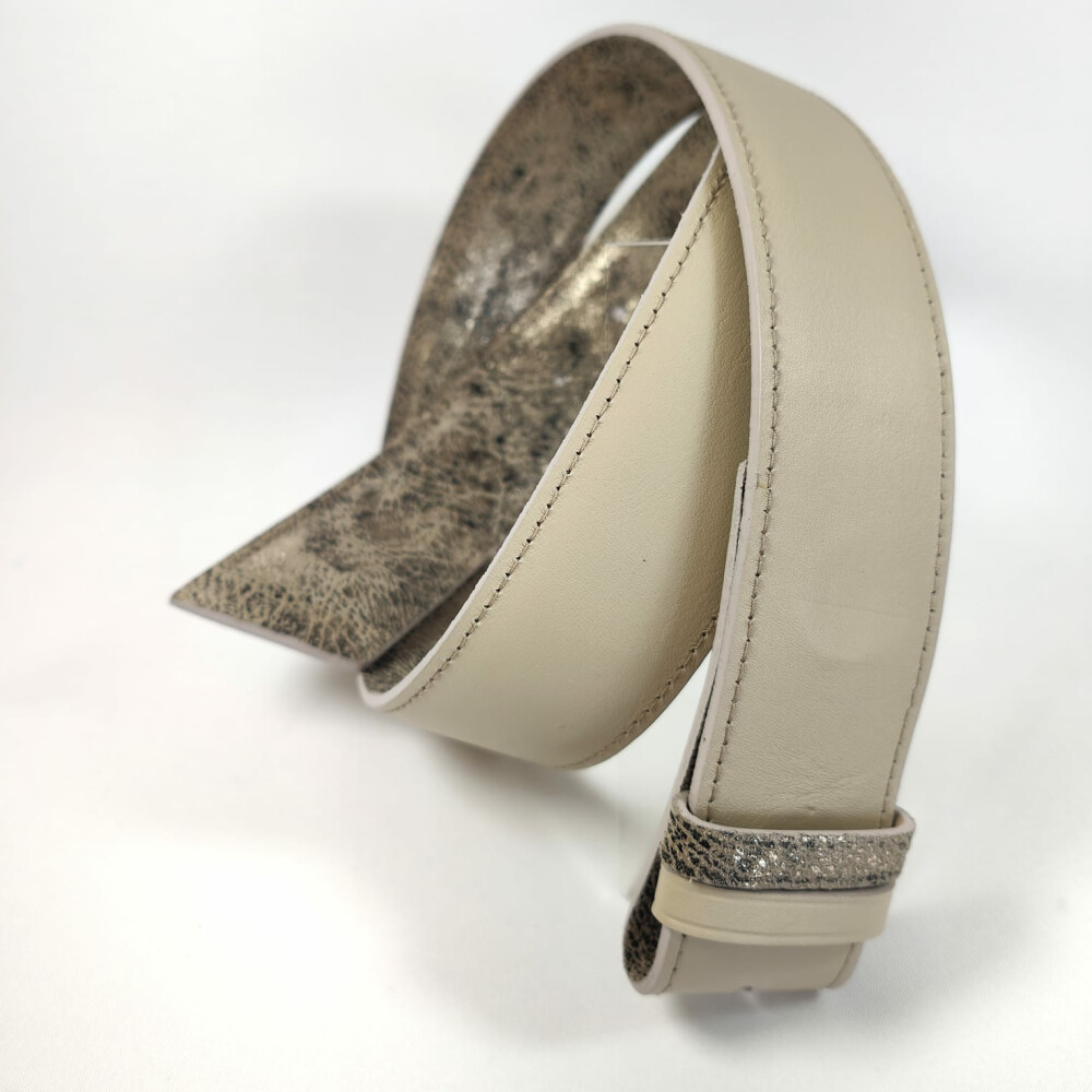 Ceinture reversible femme Ivoire / ivoire irisé